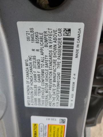 2HGFE2F55NH512240 - 2022 HONDA CIVIC SPORT 银色 照片 12