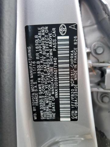 VNKKTUD38HA077840 - 2017 TOYOTA YARIS L SILVER photo 13