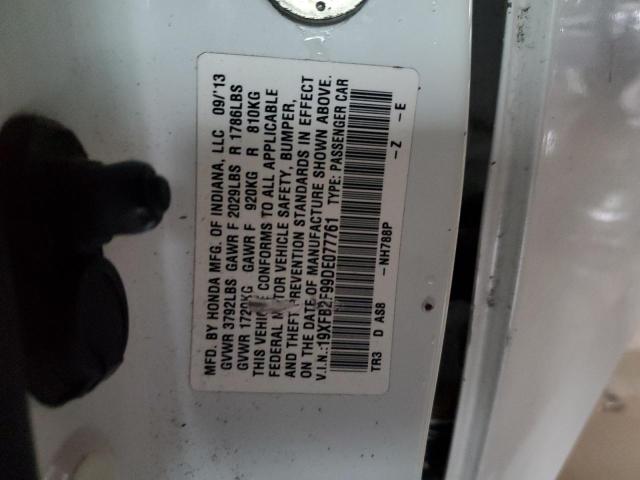 19XFB2F99DE077761 - 2013 HONDA CIVIC EXL თეთრი ფოტო 13