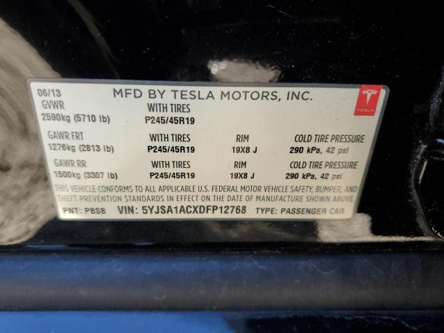 5YJSA1ACXDFP12768 - 2013 TESLA MODEL S შავი ფოტო 13