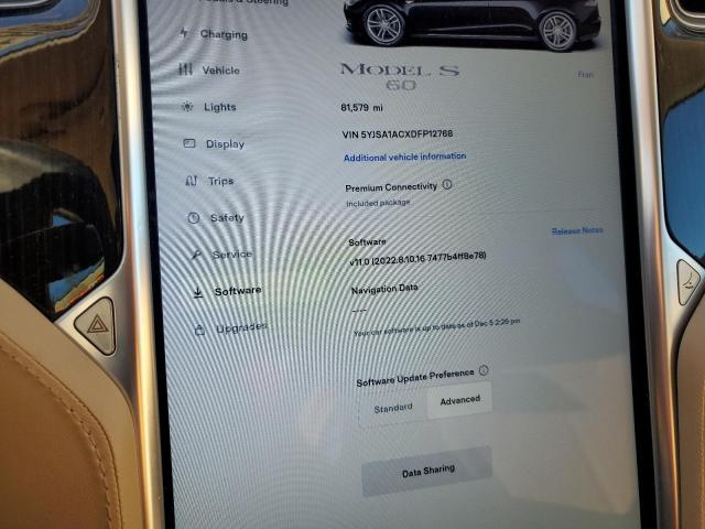 5YJSA1ACXDFP12768 - 2013 TESLA MODEL S შავი ფოტო 9