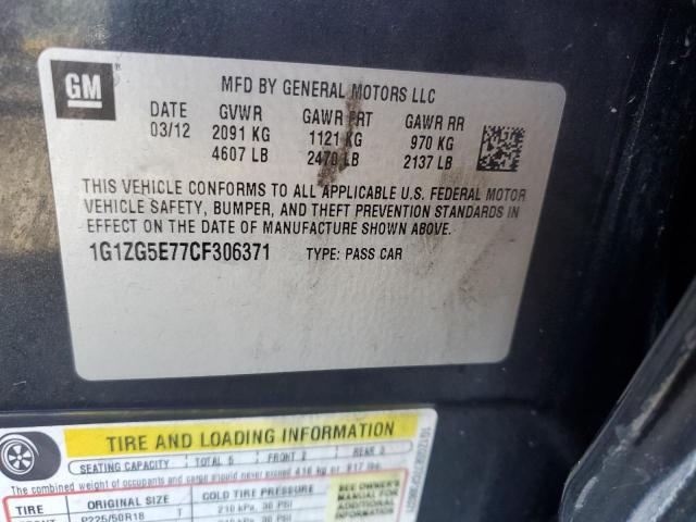 1G1ZG5E77CF306371 - 2012 CHEVROLET MALIBU LTZ 黑色 照片 12