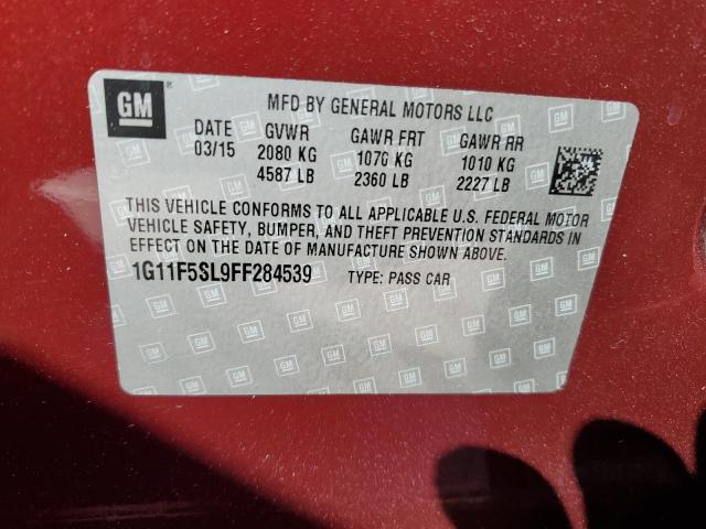 1G11F5SL9FF284539 - 2015 CHEVROLET MALIBU LTZ მუქწითელი ფოტო 13
