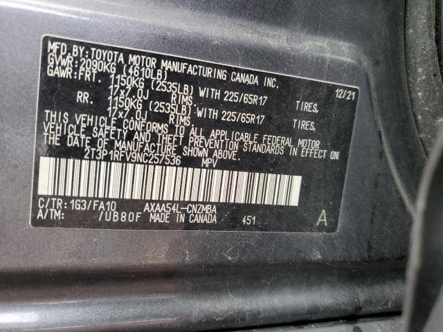 2T3P1RFV9NC257536 - 2022 TOYOTA RAV4 XLE CHARCOAL photo 13