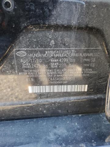 5NPEC4AC4BH130818 - 2011 HYUNDAI SONATA SE BLACK photo 12