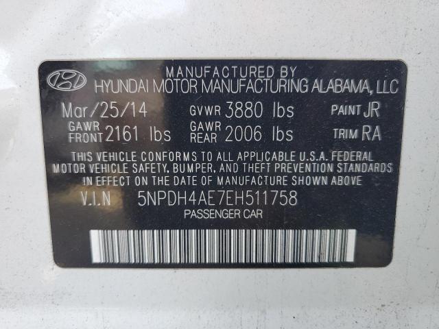 5NPDH4AE7EH511758 - 2014 HYUNDAI ELANTRA SE WHITE photo 12