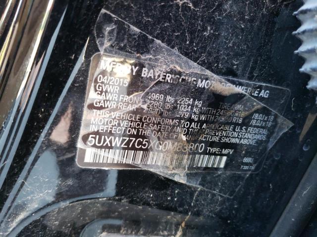 5UXWZ7C5XG0M83800 - 2016 BMW X3 SDRIVE28I Negro foto 13