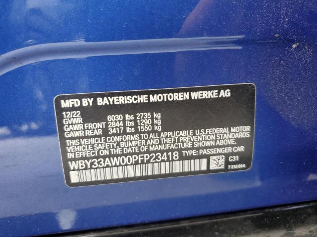 WBY33AW00PFP23418 - 2023 BMW I4 M50 BLUE photo 12