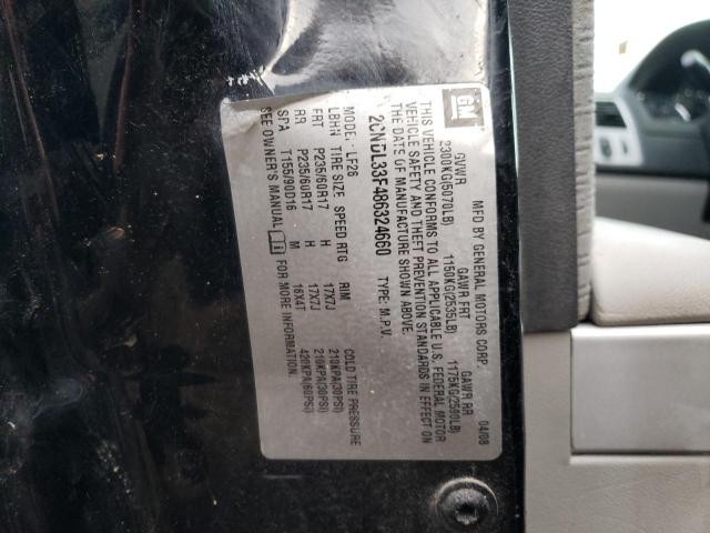 2CNDL33F486324660 - 2008 CHEVROLET EQUINOX LT BLACK photo 12