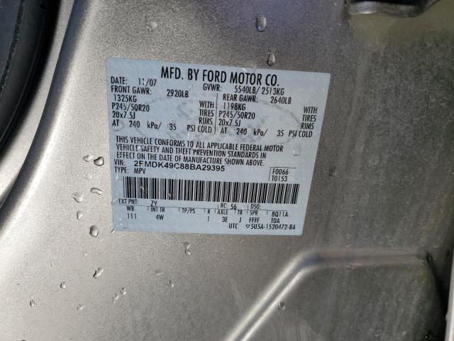 2FMDK49C88BA29395 - 2008 FORD EDGE LIMITED SILVER photo 13