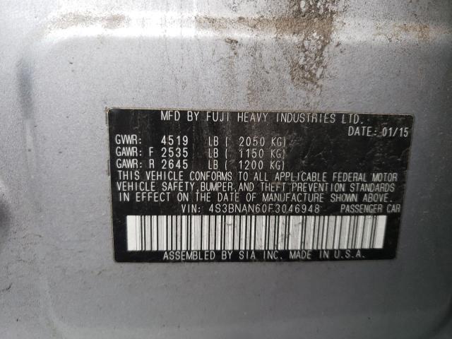 4S3BNAN60F3046948 - 2015 SUBARU LEGACY 2.5I LIMITED GRAY photo 12