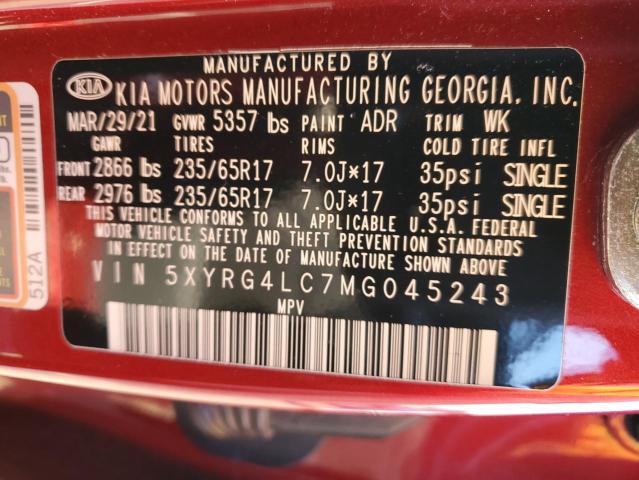 5XYRG4LC7MG045243 - 2021 KIA SORENTO LX RED photo 13