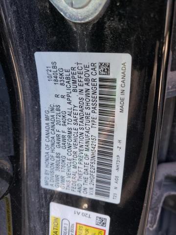 2HGFE2F53NH542157 - 2022 HONDA CIVIC SPORT 黑色 照片 12
