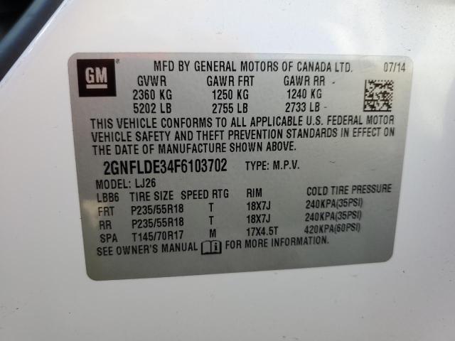 2GNFLDE34F6103702 - 2015 CHEVROLET EQUINOX LTZ WHITE photo 14