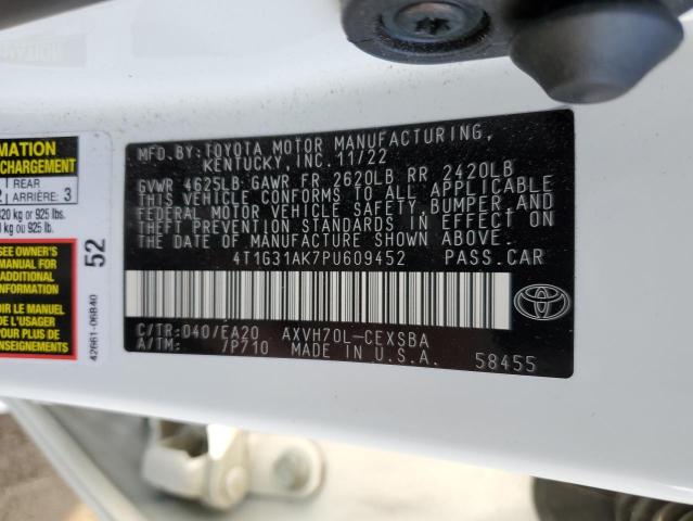 4T1G31AK7PU609452 - 2023 TOYOTA CAMRY SE NIGHT SHADE WHITE photo 12