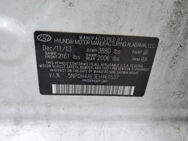 5NPDH4AE3EH461537 - 2014 HYUNDAI ELANTRA SE WHITE photo 12