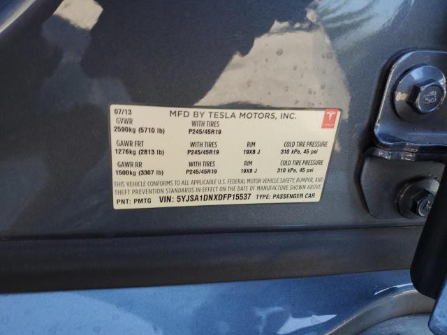 5YJSA1DNXDFP15537 - 2013 TESLA MODEL S GRAY photo 12