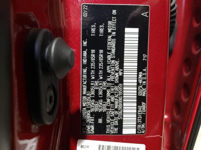 5TDGZRBHXNS195959 - 2022 TOYOTA HIGHLANDER XLE Qırmızı foto 13