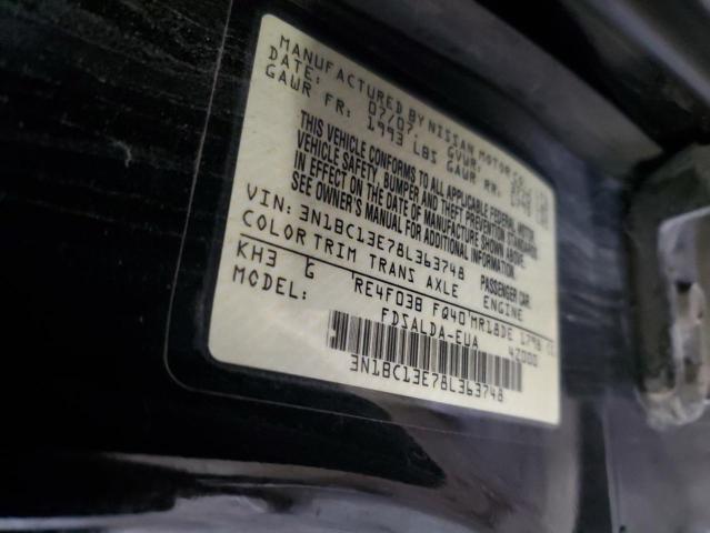 3N1BC13E78L363748 - 2008 NISSAN VERSA S BLACK photo 12