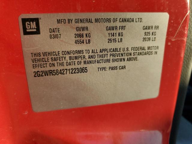 2G2WR584271223065 - 2007 PONTIAC GRAND PRIX GT RED photo 12