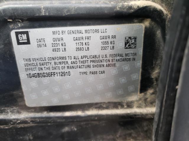 1G4GB5G36FF112910 - 2015 BUICK LACROSSE CHARCOAL photo 12