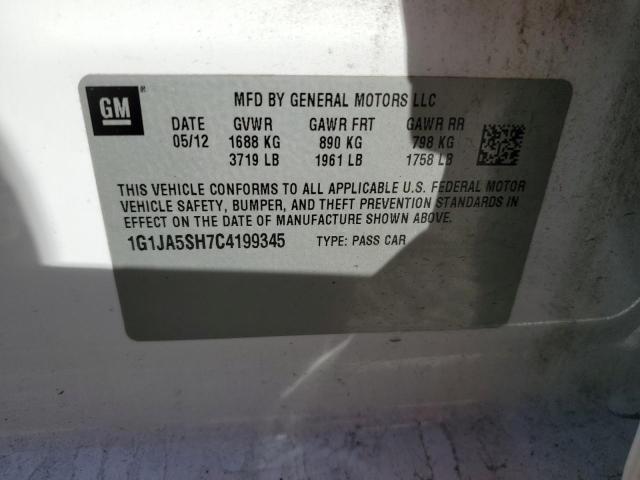 1G1JA5SH7C4199345 - 2012 CHEVROLET SONIC LS 白色 照片 12