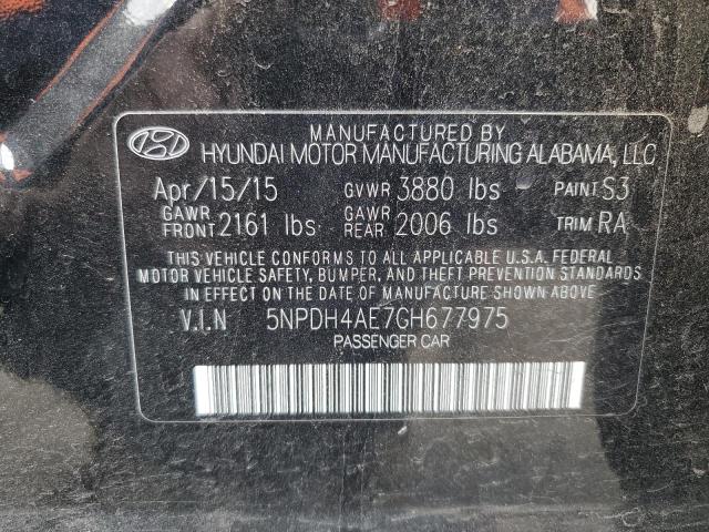 5NPDH4AE7GH677975 - 2016 HYUNDAI ELANTRA SE BLACK photo 12