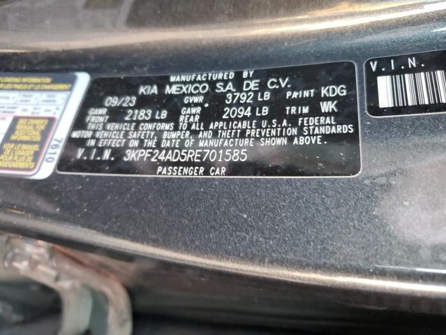 3KPF24AD5RE701585 - 2024 KIA FORTE LX CHARCOAL photo 12