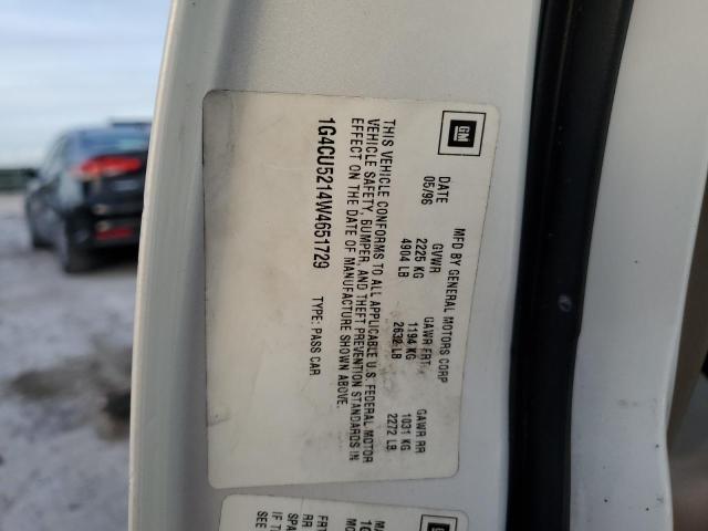 1G4CU5214W4651729 - 1998 BUICK PARK AVENU ULTRA WHITE photo 12