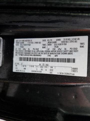 1FMCU9GD3KUB08683 - 2019 FORD ESCAPE SE GRAY photo 12