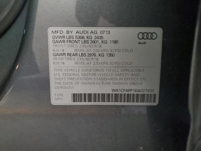 WA1CFAFP1EA027435 - 2014 AUDI Q5 PREMIUM GRAY photo 14