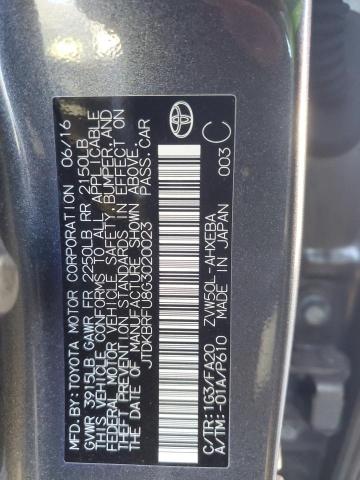 JTDKBRFU8G3020023 - 2016 TOYOTA PRIUS GRAY photo 12