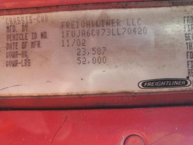 1FUJA6CV73LL70420 - 2003 FREIGHTLINER CONVENTION COLUMBIA RED photo 10