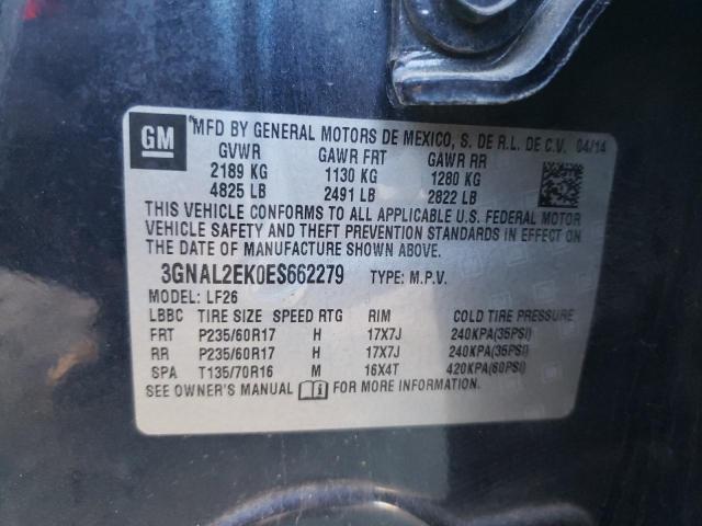 3GNAL2EK0ES662279 - 2014 CHEVROLET CAPTIVA LS 灰色 照片 12