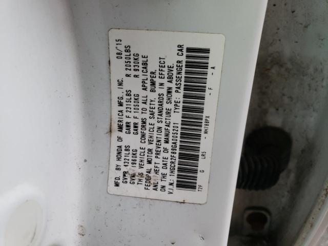 1HGCR2F89GA005201 - 2016 HONDA ACCORD EXL WHITE photo 12