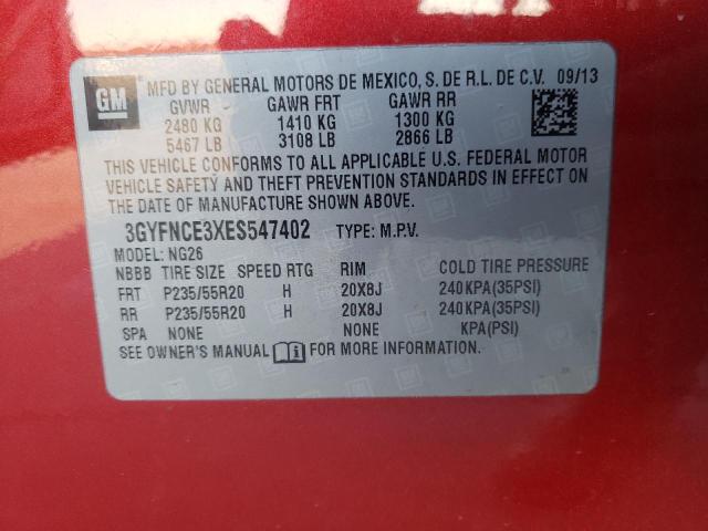 3GYFNCE3XES547402 - 2014 CADILLAC SRX PERFORMANCE COLLECTION Қызыл фото 14