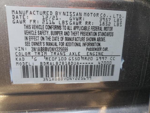 3N1AB8BV0NY225699 - 2022 NISSAN SENTRA S GRAY photo 12