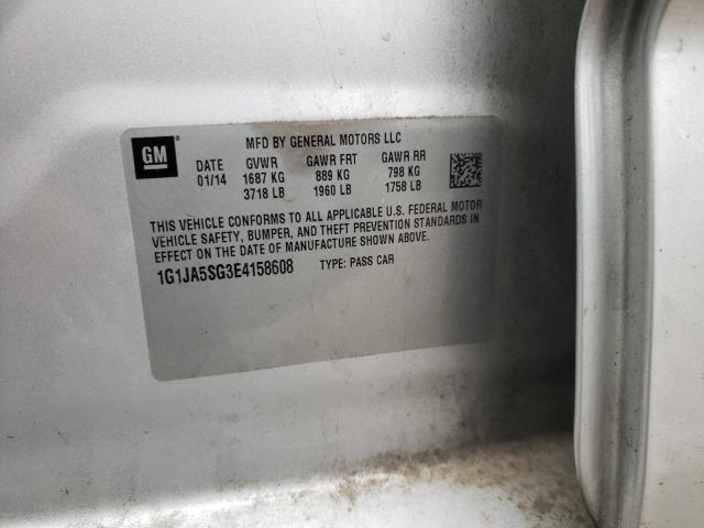 1G1JA5SG3E4158608 - 2014 CHEVROLET SONIC LS SILVER photo 12