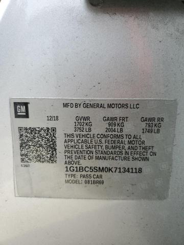 1G1BC5SM0K7134118 - 2019 CHEVROLET CRUZE LS SILVER photo 12