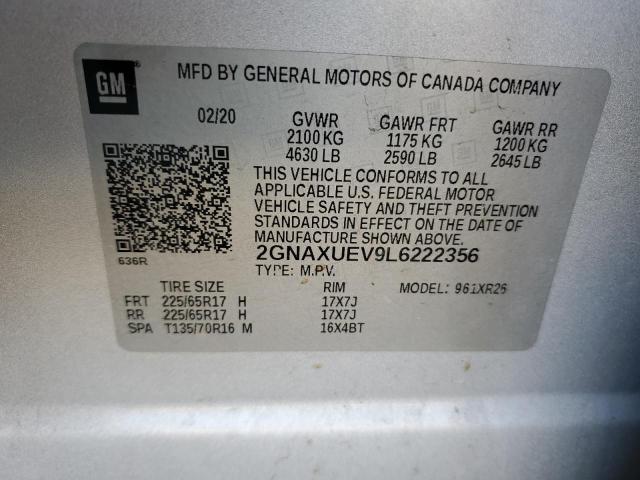 2GNAXUEV9L6222356 - 2020 CHEVROLET EQUINOX LT GRAY photo 13