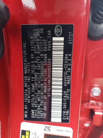 4T1G31AK2RU065509 - 2024 TOYOTA CAMRY SE NIGHT SHADE RED photo 12