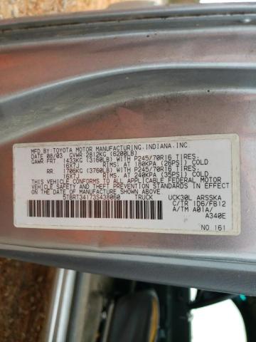 5TBRT34173S438060 - 2003 TOYOTA TUNDRA ACCESS CAB SR5 SILVER photo 12