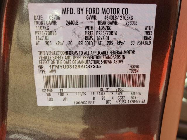 1FMYU93126KC87205 - 2006 FORD ESCAPE XLT GRAY photo 12