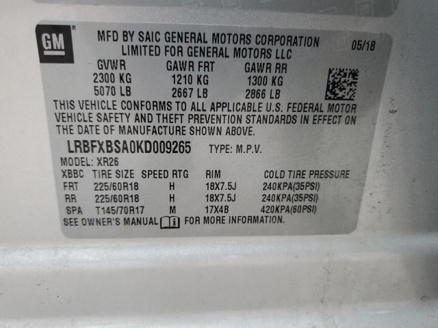 LRBFXBSA0KD009265 - 2019 BUICK ENVISION PREFERRED SILVER photo 14