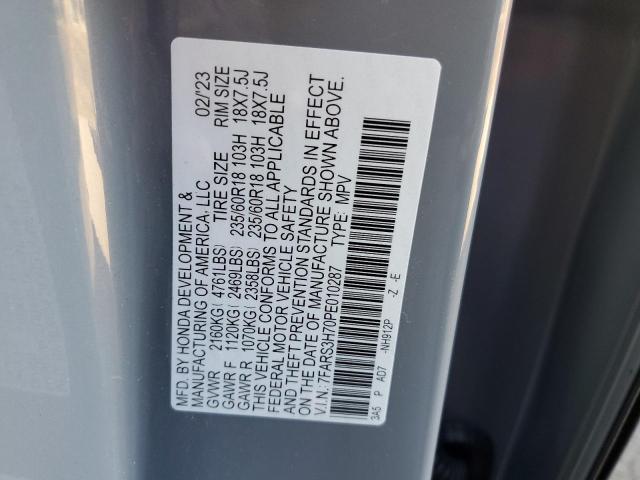 7FARS3H70PE010287 - 2023 HONDA CR-V EXL GRAY photo 12