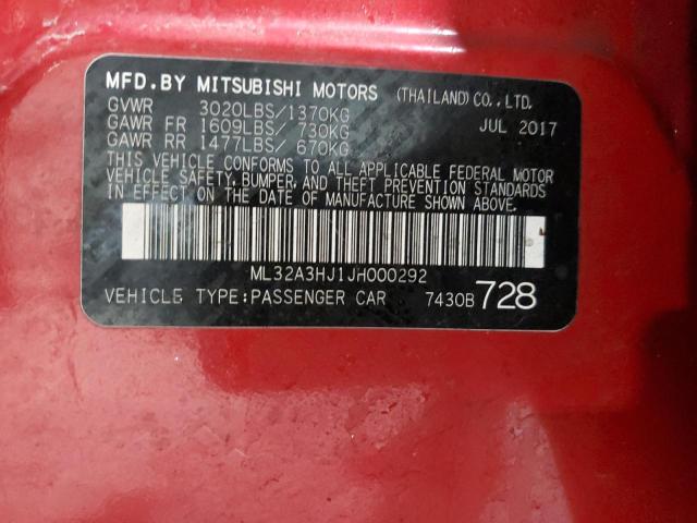 ML32A3HJ1JH000292 - 2018 MITSUBISHI MIRAGE ES RED photo 12