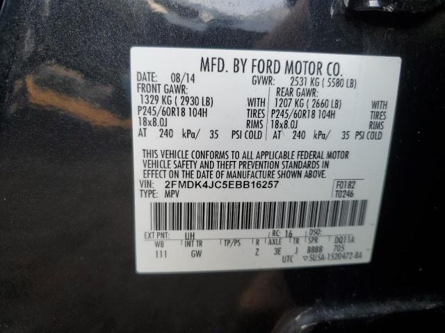 2FMDK4JC5EBB16257 - 2014 FORD EDGE SEL BLACK photo 13