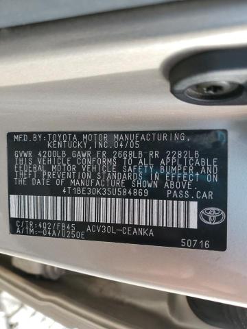 4T1BE30K35U584869 - 2005 TOYOTA CAMRY LE TAN photo 12