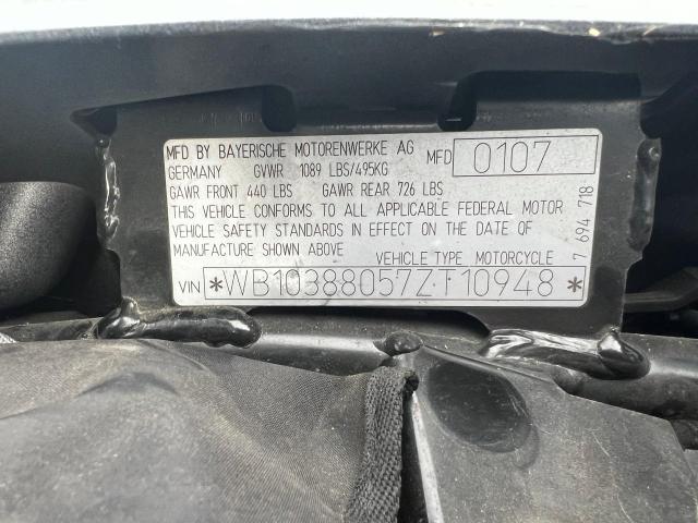 WB10388057ZT10948 - 2007 BMW R1200 RT SILVER photo 10