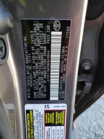 4T1C11AK5NU649644 - 2022 TOYOTA CAMRY LE GRAY photo 12